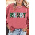 Strawberry Pink MERRY Christmas Corded Pullover...