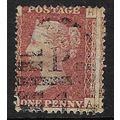 GB 1858 QUEEN VICTORIA 1d RED PLATE 158 USED SG...