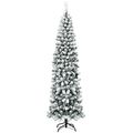 7.5 Feet Unlit Hinged Snow Flocked Artificial P...