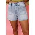 Beau Blue Light Wash High Rise Denim Shorts