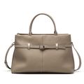 Genuine Leather Women Large Casual Handbag Grey