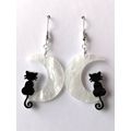 Gothic Black Cat And Crescent Moon Earrings Jewellery