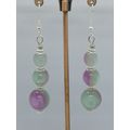 Pretty Purple And Green Beaded Lightweight Acrylic Earrings