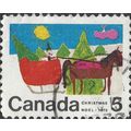 CANADA, CHRISTMAS, Horse-drawn sleigh, red, gre...