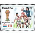 RWANDA, FOOTBALL, World Cup, Peru-Netherlands, blue 1978, 20c