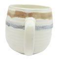 Mug Brown Cream & Grey Bands with Indented Line...