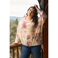 Women's Plus Cream Rust Bleached Tie Dye Drawst...