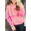 Pink Textured Color Block Kangaroo Pocket Drop ...