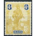 Malta 1922 SG132 4d Yellow & Bright Blue Mounte...