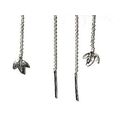 Sterling Silver Strawberry Leaf Dangle Ear Threads