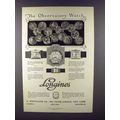 1928 Longines Watch Ad - The Observatory Watch