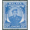 Johore 1952 20c bright blue SG 141a unused