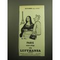 1957 Lufthansa Airlines Ad - Paris non-stop via Lufthansa