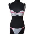 Polka Dot Satin Underwired Bra White Black Red ...