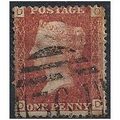 1858 SG43 1d Red Plate 207 Good/Fine Used Check...