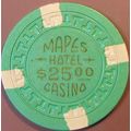 Mapes. $25 Vintage Casino Chip. Reno, NV.1950s....