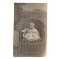 BABY IN A RATTAN LOOM CHAIR ...... vintage phot...