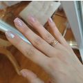 False Nails nude pink glitter square short Pres...