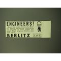 1950 Berlitz School of Language Ad - Engineers!