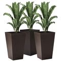 Set of 3 - Brown Faux Rattan Plastic Tall Large...