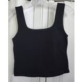 Women's Black Stretchy Athletic Crop Tank Top N...