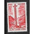 ANDORRA FRENCH 1955 GOTHIC CROSS 15F RED SG F15...