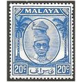 Perak 1950 SG140 20c Bright Blue Mounted Mint ....