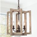 LNC Wood Chandelier Farmhouse Brown Candlestick...