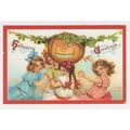 Children As Pagan Witch Circle Pumpkin Hallowee...