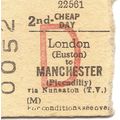 B.R.B. Edmondson Ticket - London Euston to Manc...