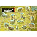 England MIDLANDS Map Postcard (Dennis M.1001.L)