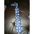 Whimsical John Ashford Navy Blue Snowman Silk N...