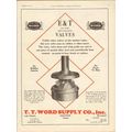 T T WORD SUPPLY COMPANY 1930 E and T steel valv...
