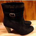 Laura Ashley Black Mid Calf Booties 8B/38 Suede...
