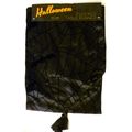 HALLOWEEN TABLE RUNNER BLACK SATIN w FLOCKED BL...