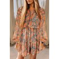 Orange Paisley Print Loose Fit Drawstring High ...