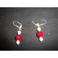 Faceted 10mm dark red with bright white accent ...