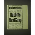 1900 Babbitt's Best Soap Ad - No premiums and n...