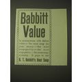 1900 Babbitt's Best Soap Ad - Babbitt Value