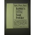 1900 Babbitt's 1776 Soap Powder Ad - Safe, Pure...