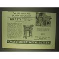 1922 Gray's Sheet Metal Cutter Ad - Extra in Po...