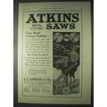 1922 Atkins Metal Cutting Saws Ad - Your Problem