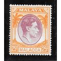 MALACCA MALAYA 1949 KG6 25c SG12 12 SG PURPLE O...