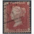 1858 SG43 1d Red Plate 198 Fine Used "LL".