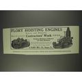 1910 S. Flory Hoisting Engines Ad