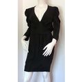Rutzou Black Deep Plunge Neck Silk Dress Size 3...