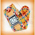 Woven Colourful Chic Wide Square Faced Bangle W...