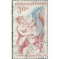 CZECHOSLOVAKIA, SPORT, Flag wavers, red 1961, 30h, #2