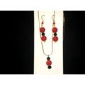 Sophisticated large cloudy crimson & black earr...