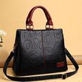 Elegant Women's Black & Red Synthetic Leather E...